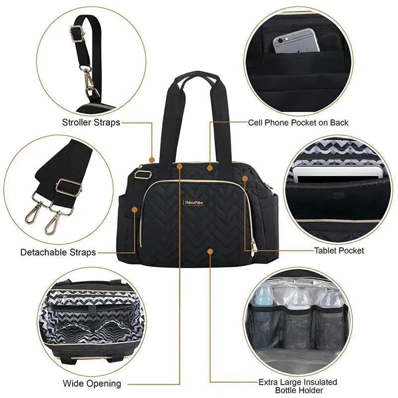 Fisher Price - Quilted Diaper Bag Tote & Convertible Crossbody with Adjustable Strap - Image 9