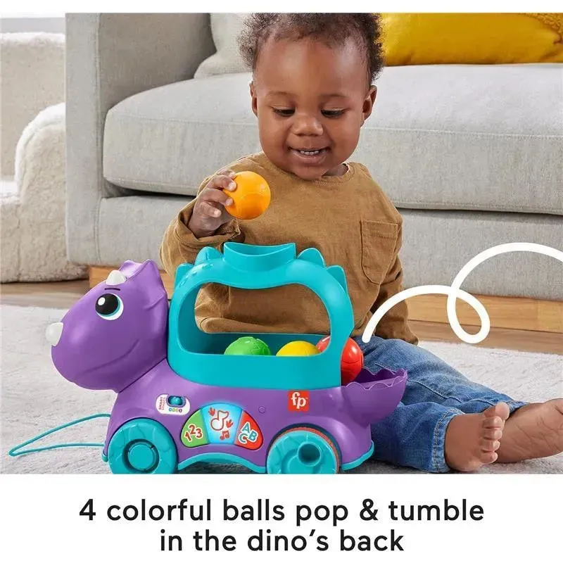 Fisher Price - Toddler Learning Toy Poppin’ Triceratops Dinosaur Pull-Along Ball Popper - Image 3