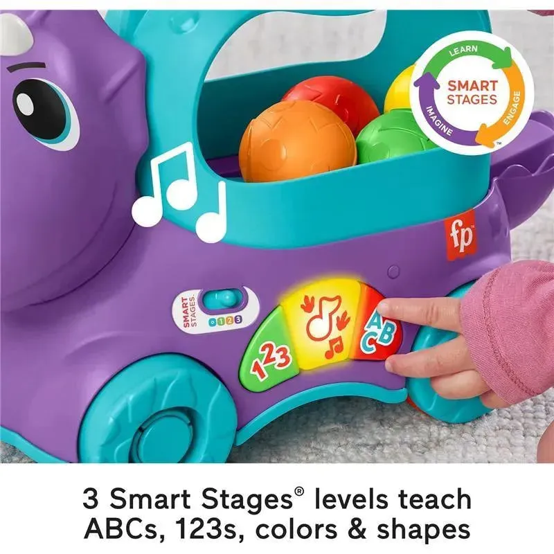 Fisher Price - Toddler Learning Toy Poppin’ Triceratops Dinosaur Pull-Along Ball Popper - Image 4