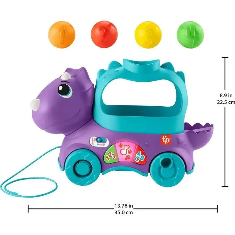 Fisher Price - Toddler Learning Toy Poppin’ Triceratops Dinosaur Pull-Along Ball Popper - Image 5