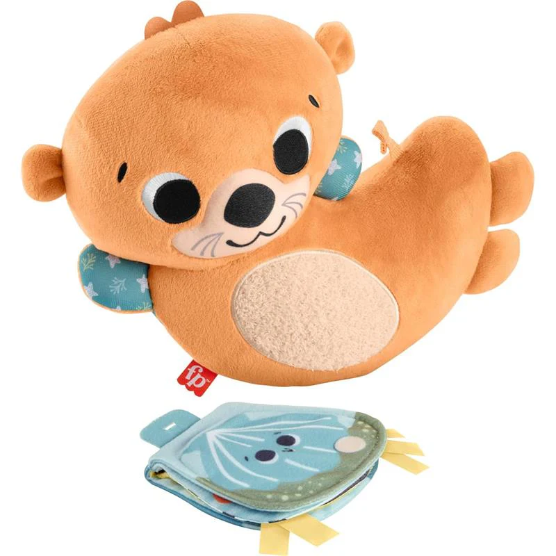 Fisher Price - Toy 2-in-1 Rockin' Tummy Time Otter Plush Sensory Activity with Soft Book