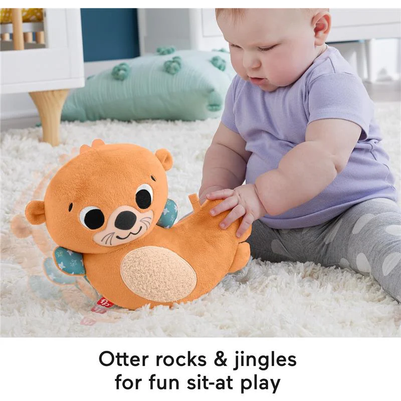 Fisher Price - Toy 2-in-1 Rockin' Tummy Time Otter Plush Sensory Activity with Soft Book - Image 6