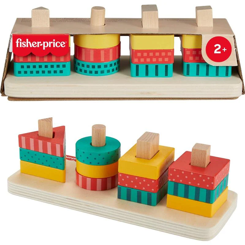 Fisher Price - Wood Toddler Toy Shape Stacker