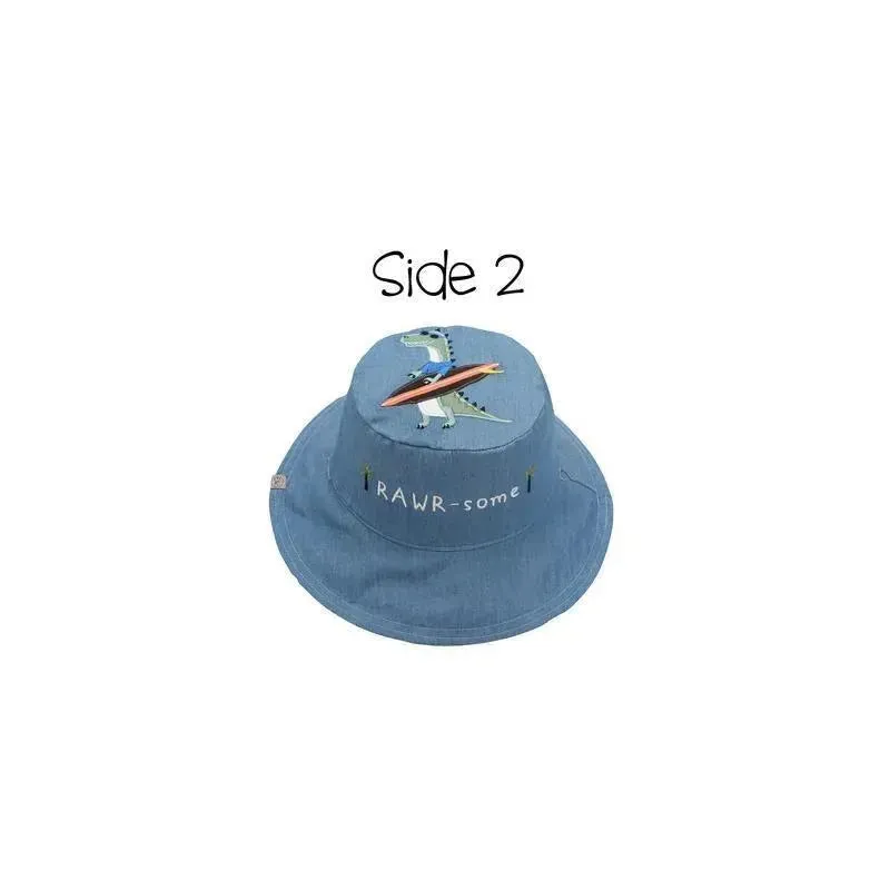 Flap Jack Kids Reversible Kids & Toddler Sun Hat-Dinosaur & Surfer Dino - Image 3