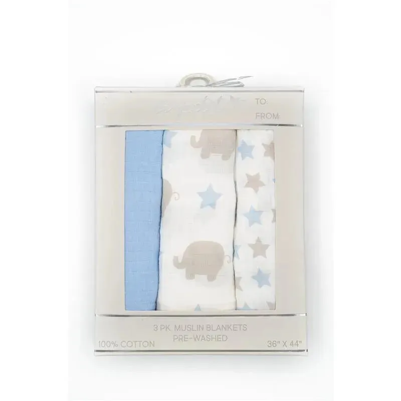 Forever Baby Muslin Swaddle Blankets Blue