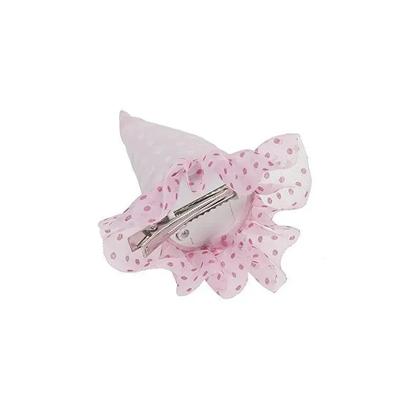 Ganz Pink and White Polka Dotted Light up Birthday Hat Barrette - Set of 3 - Image 3