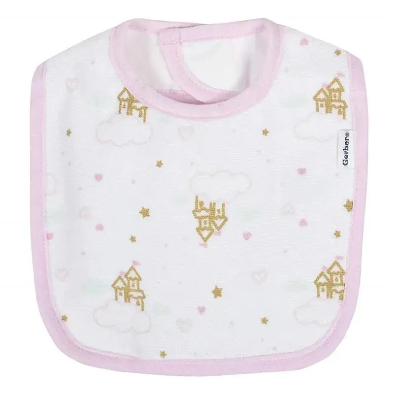Gerber - 3 PK Terry Bib Girl, Castle, One Size - Image 3