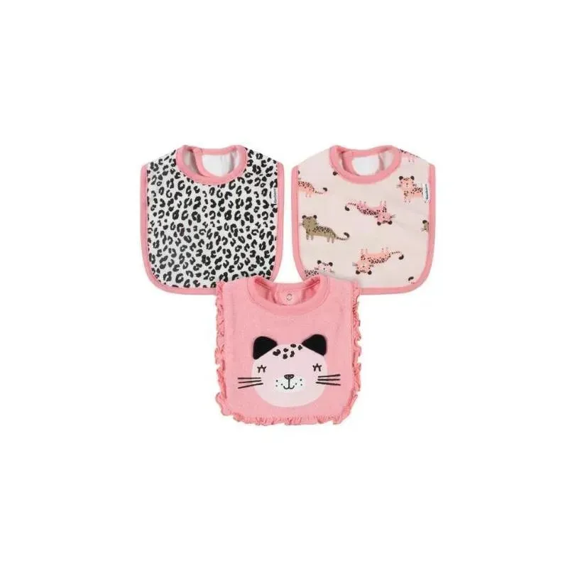 Gerber - 3 Pk Terry Bib Girl One Size Leopard