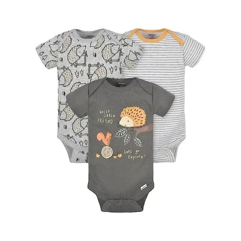 Gerber - 3Pk Baby Boy Onesies Headgehod