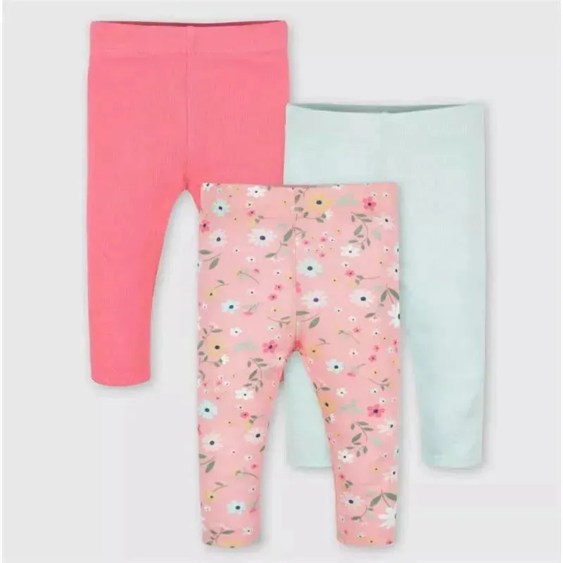 Gerber - 3Pk Baby Girls Fox Pants, Pink/Flower