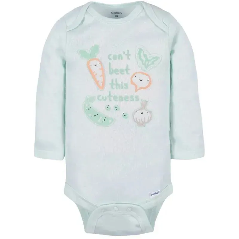 Gerber - 3Pk Baby Neutral Vegetables Long Sleeve Onesies - Image 2