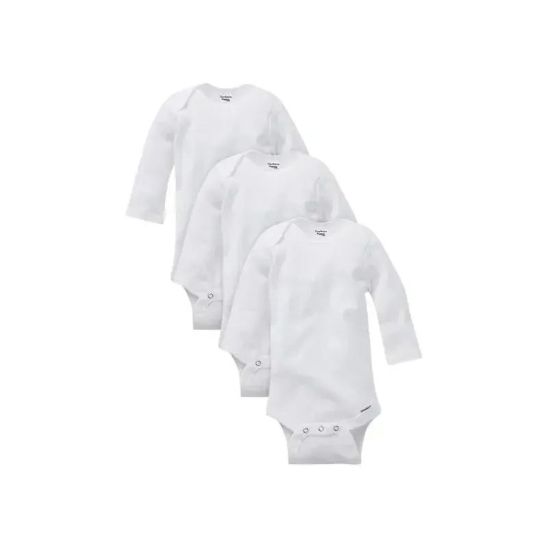 Gerber 3Pk Long Sleeve Onesies Withe