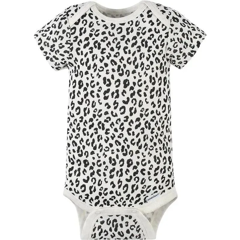 Gerber - 4Pk Baby Short Sleeve Onesies - Girl Leopard - Image 4