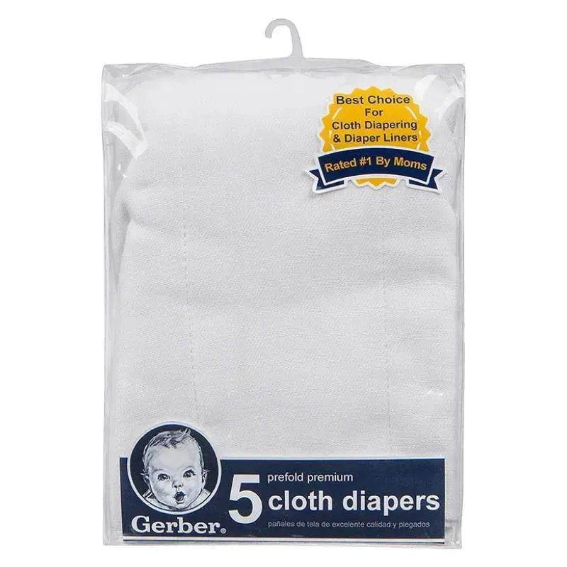 Gerber 5-pack Heavyweight Gauze Prefold Cloth Diaper, White