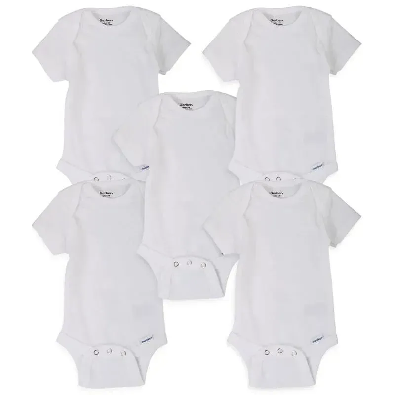 Gerber - 5Pk Short Sleeve Onesies Bodysuits, White