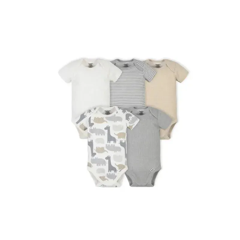 Gerber - 5Pk Short Sleeve Onesies Boy Jungle, 3/6M