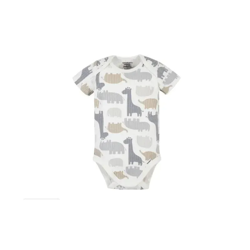 Gerber - 5Pk Short Sleeve Onesies Boy Jungle, 3/6M - Image 2