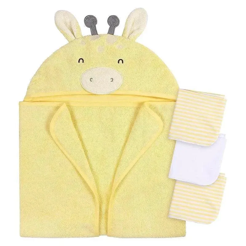 Gerber - Baby Hooded Bath Towel & Washcloths, Giraffe