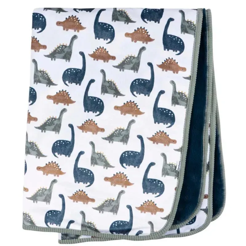 Gerber Bedding - 1Pk 2Ply Plush Blanket, Dino Time - Image 2