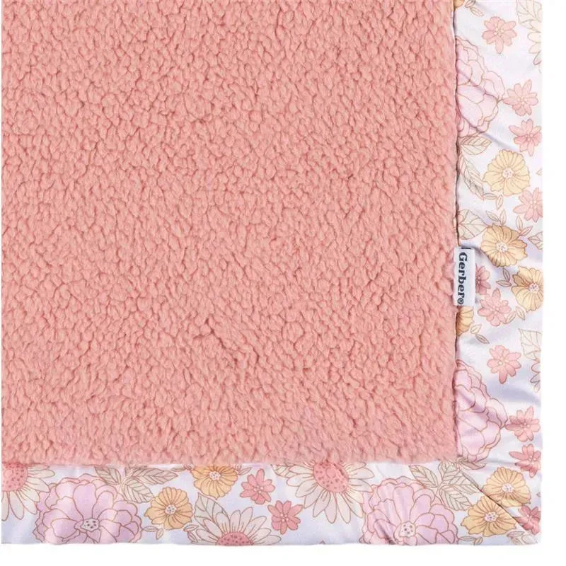 Gerber Bedding - 1Pk 2Ply Plush Blanket, Girl Retro Floral - Image 3