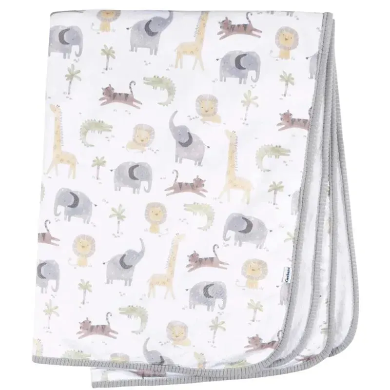 Gerber Bedding - 1Pk 2Ply Plush Blanket, Neutral Animals - Image 2