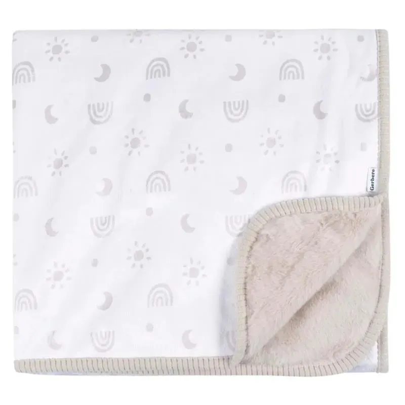 Gerber Bedding - 1Pk 2Ply Plush Blanket, Neutral Rainbow