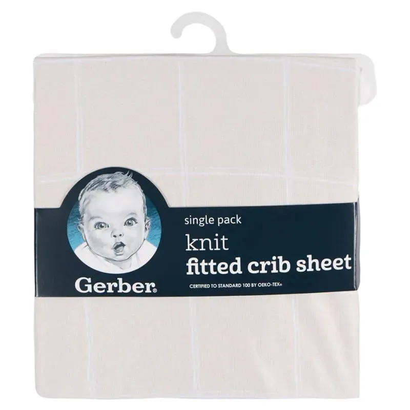 Gerber Bedding - 1Pk Knit Crib Sheet, Beige - Image 3