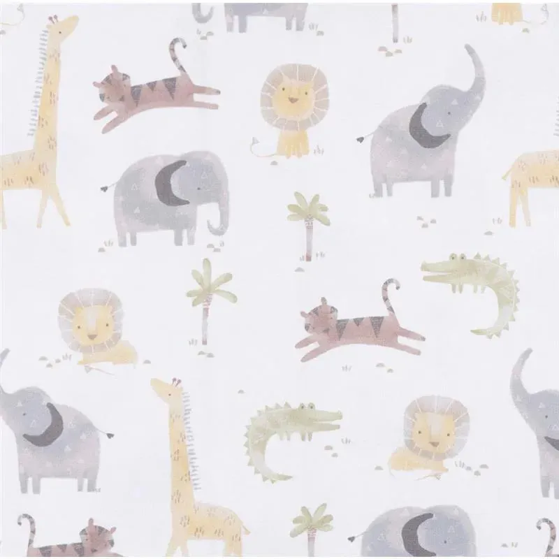 Gerber Bedding - 1Pk Knit Crib Sheet, Neutral Animals + Geos Neutral - Image 2