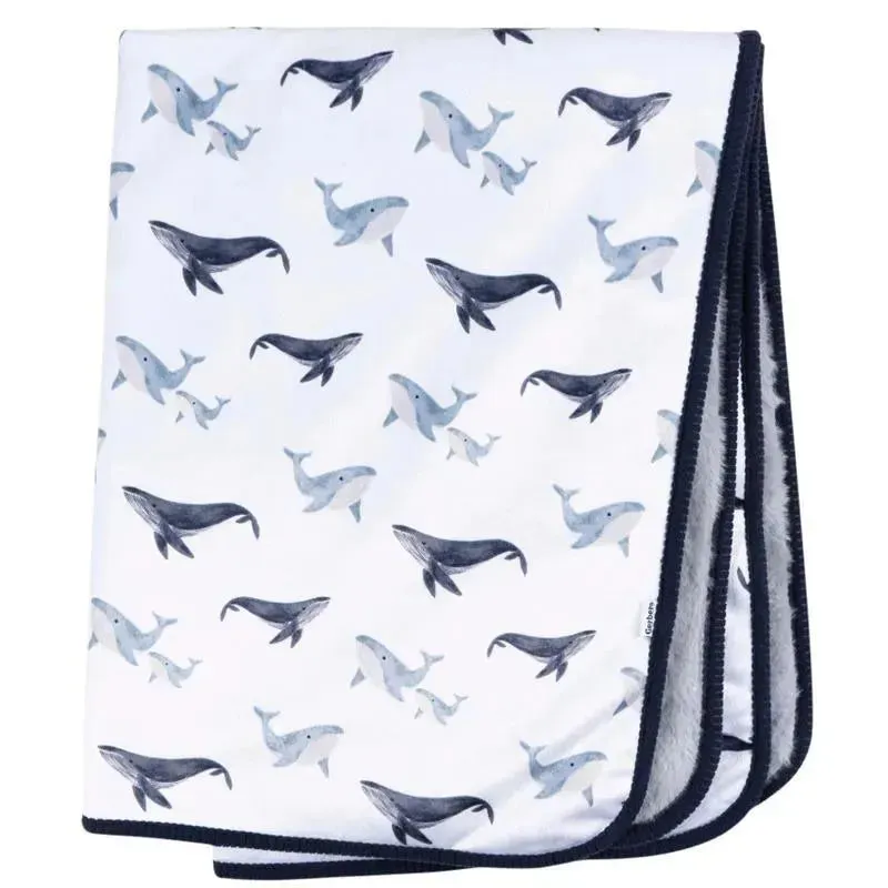 Gerber Bedding 24 - 1Pk 2Ply Plush Blanket - Whale - Image 2