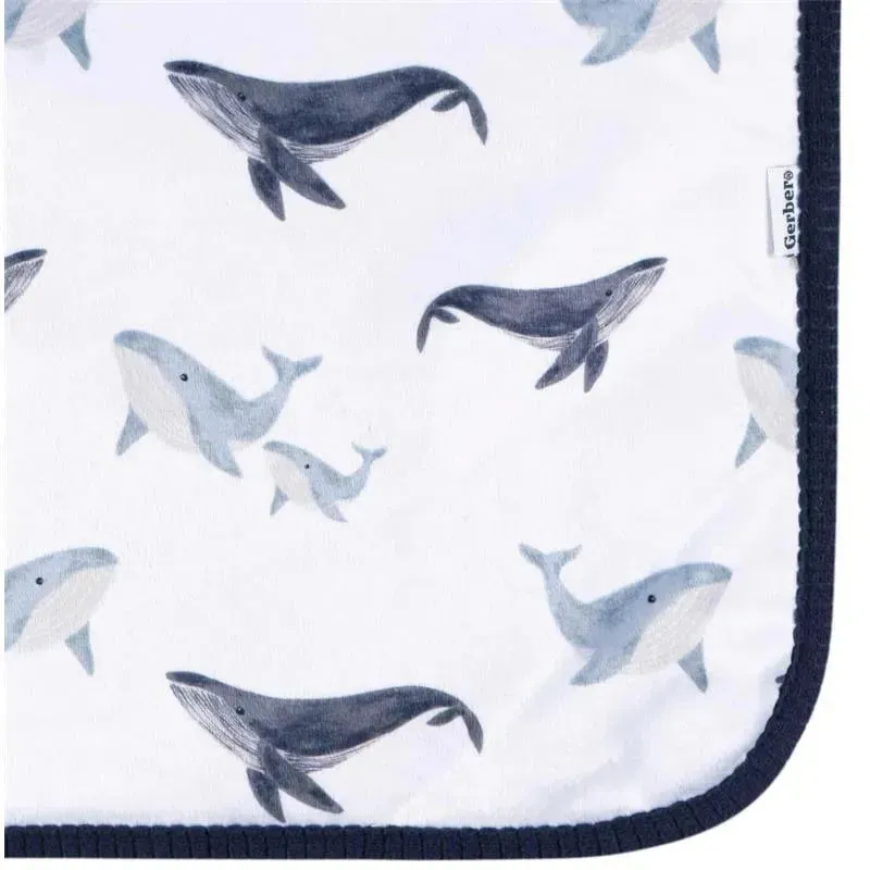 Gerber Bedding 24 - 1Pk 2Ply Plush Blanket - Whale - Image 3