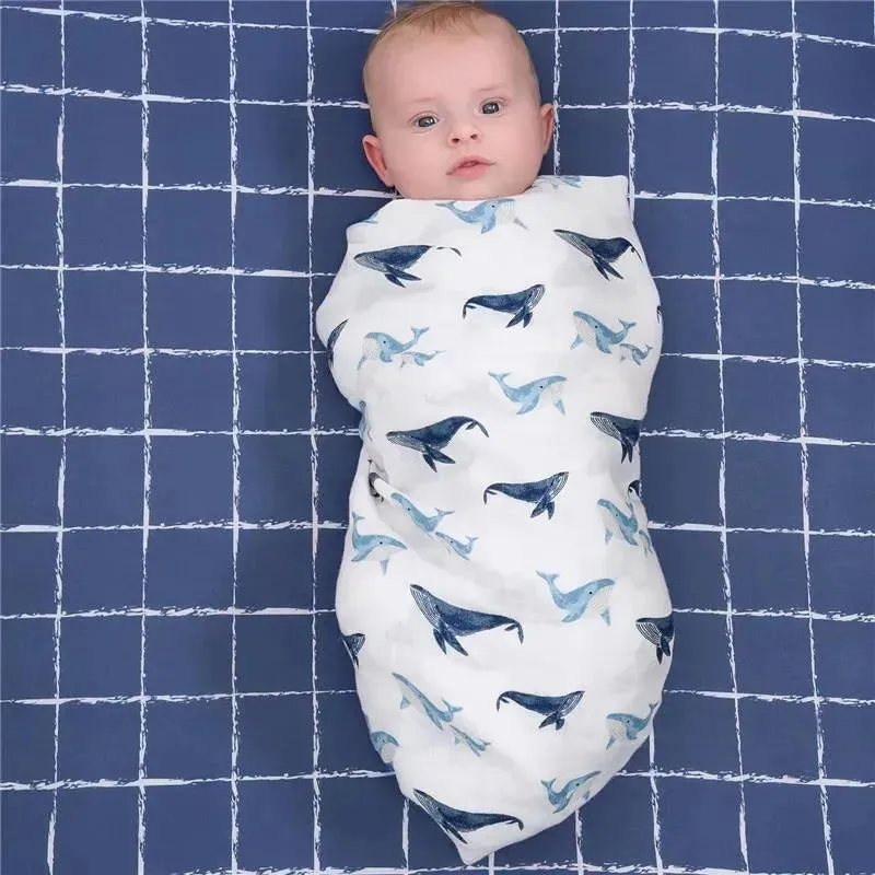 Gerber Bedding - 2Pk Muslin Blanket, Whale - Image 2