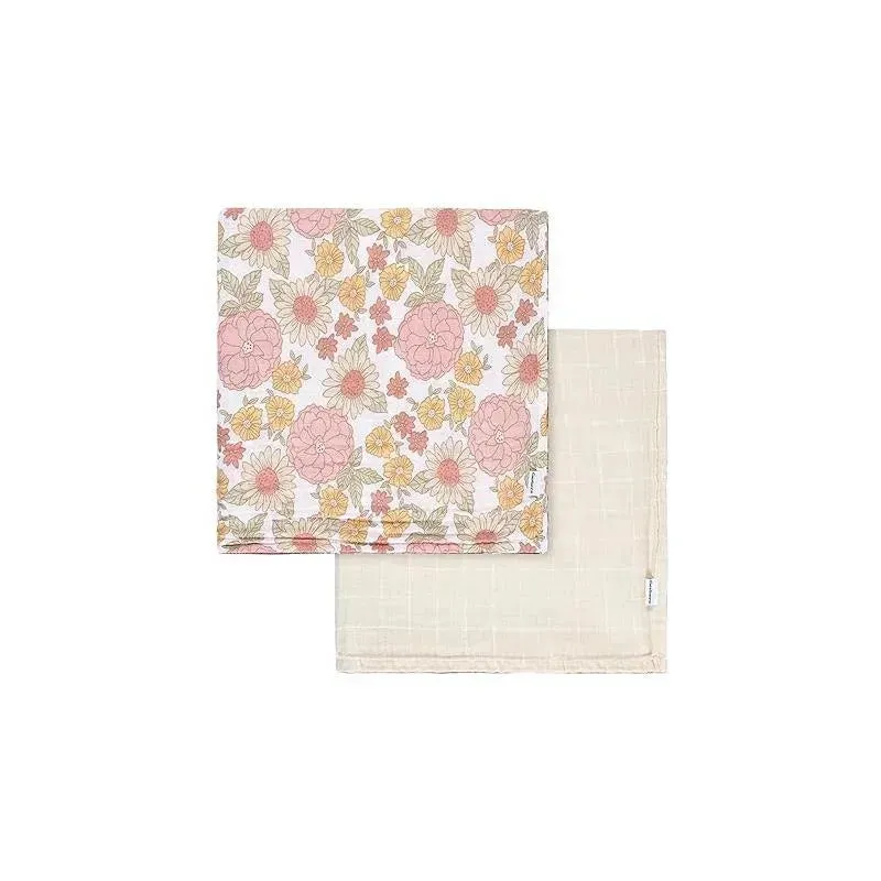 Gerber Bedding - 2Pk Muslins Blanket, Girl Retro Floral