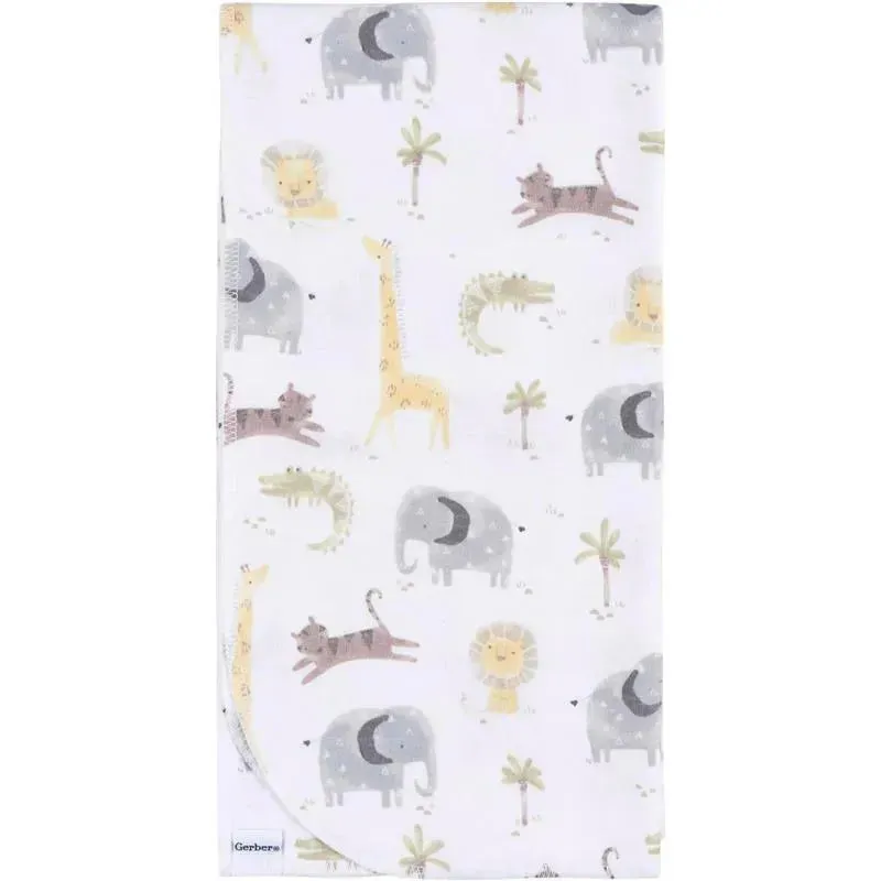 Gerber Bedding - 4Pk Flannel Blanket, Neutral Animals - Image 2