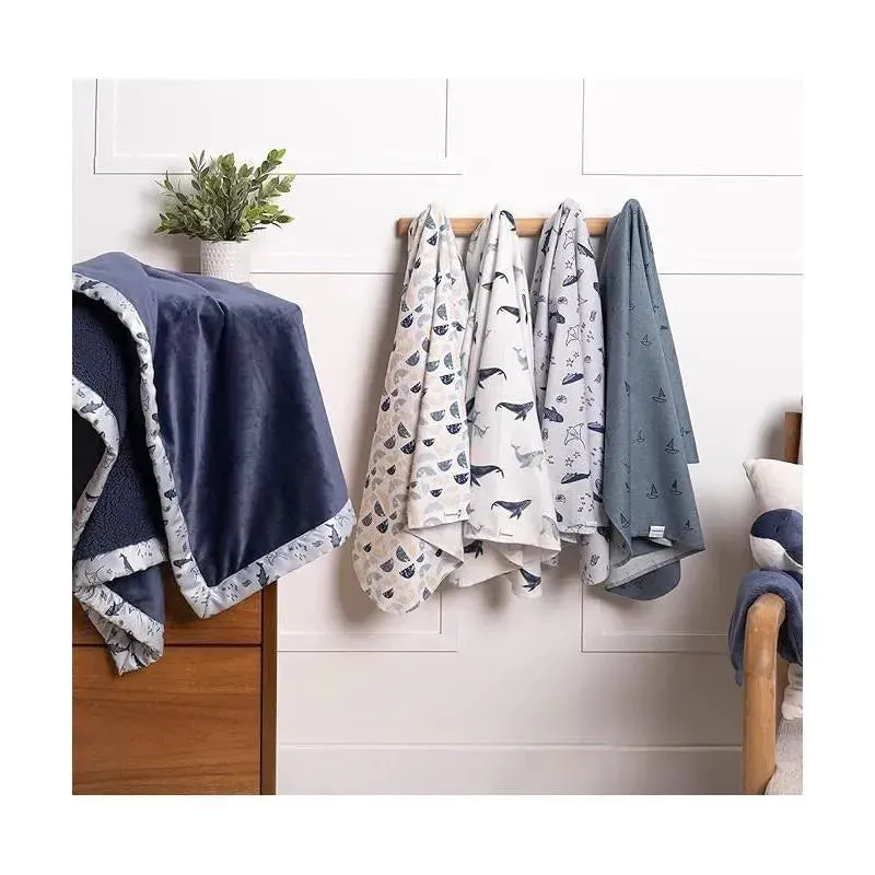 Gerber Bedding - 4Pk Flannel Blanket, Whale - Image 2