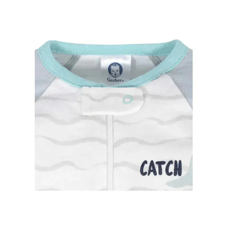 Gerber Footed Sleep n Play Baby Boy, Shark 6-9M - Image 2