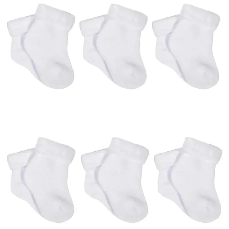 Gerber - 6Pk White Terry Wiggle Proof Socks
