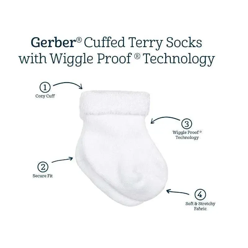 Gerber - 6Pk White Terry Wiggle Proof Socks - Image 2
