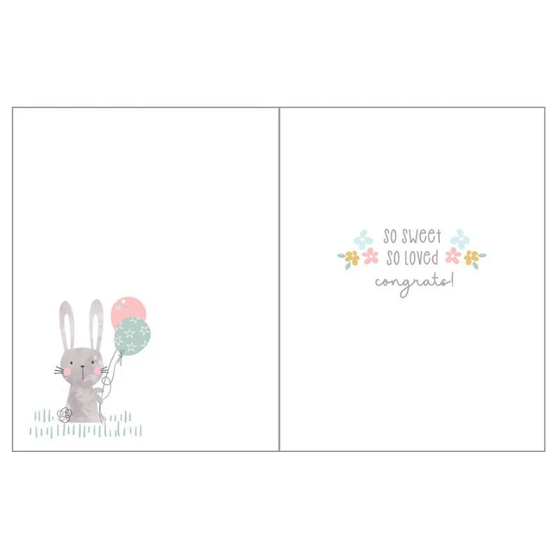 Gina B Designs - Baby Greeting Card Bunny & Balloons - Image 2