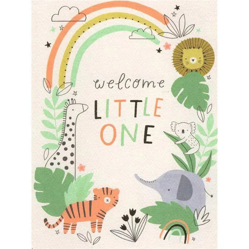 Gina B Designs - Zoo Themed New Baby Greeting Card, Welcome Little One