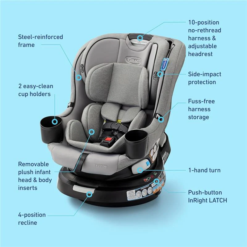 Graco EasyTurn 360 2-in-1 Convertible Car Seat, Solae - Image 2