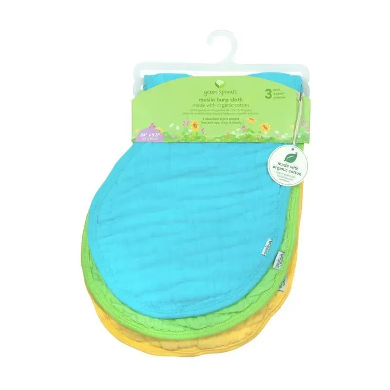 Green Sprouts - 3Pk Organic Muslin Burp Cloths, White - Image 6