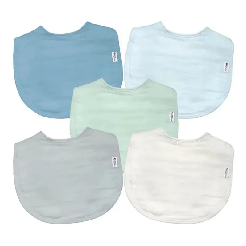 Green Sprouts - 5Pk Organic Cotton Muslin Bibs, Blueberry