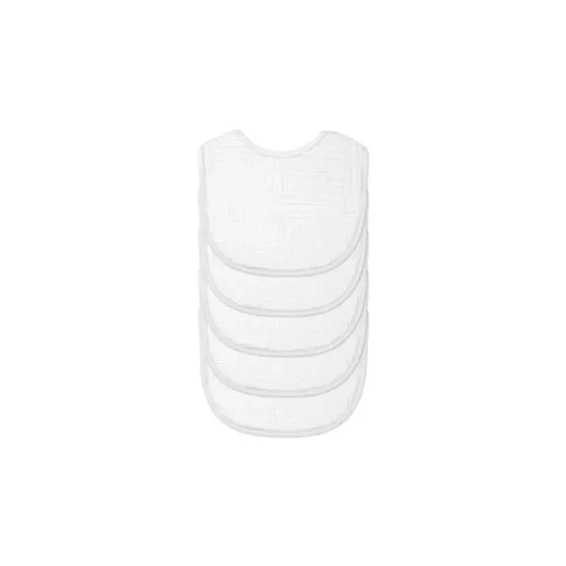 Green Sprouts Organic Cotton Muslin Bibs (5Pk) 0-12M White - Image 2