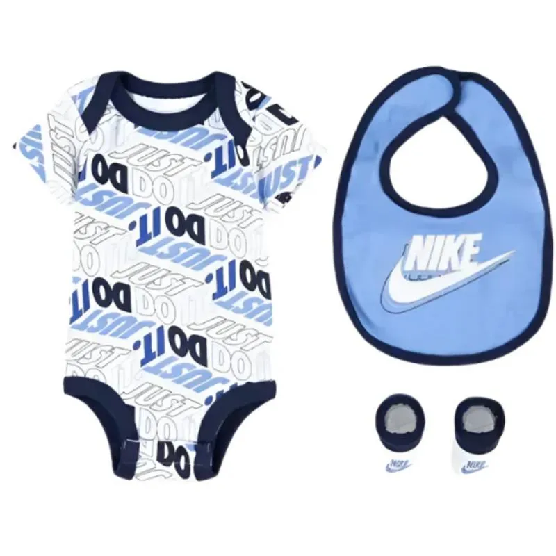 Haddad - Nike Bodysuit Bib Booties 3 Pc Hosiery Little Kids, White/Blue