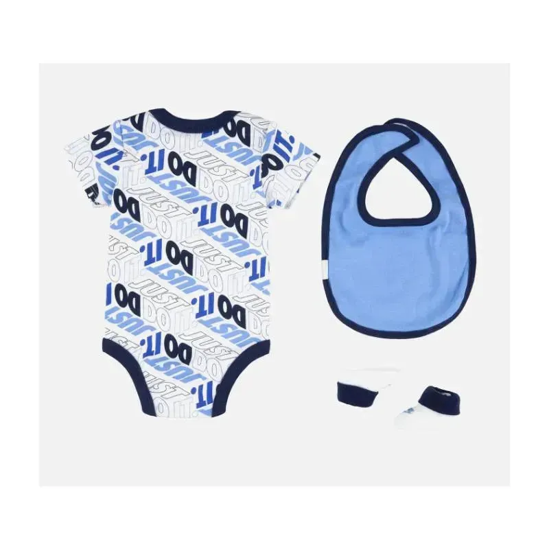 Haddad - Nike Bodysuit Bib Booties 3 Pc Hosiery Little Kids, White/Blue - Image 2