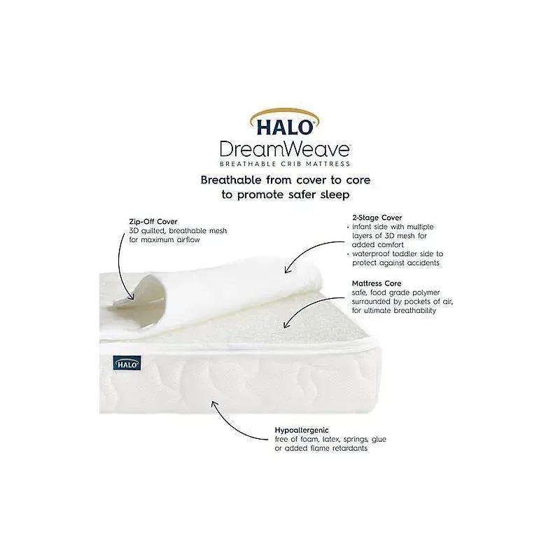 Halo DreamWeave Breathable Crib Mattress - White - Image 2