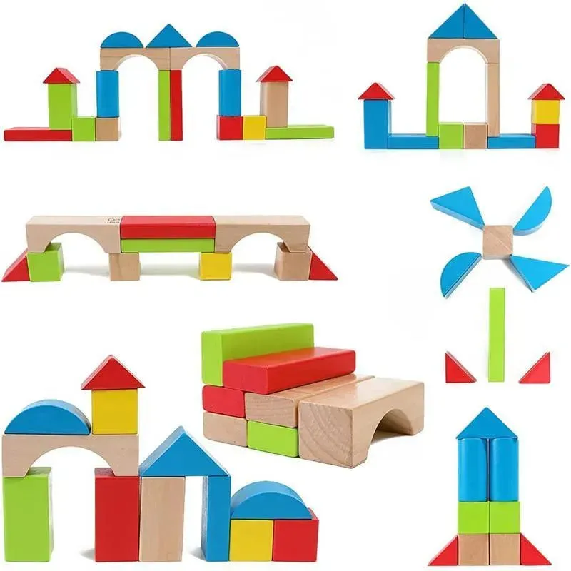 Hape - Maple Wood Kids Building Blocks - Image 3