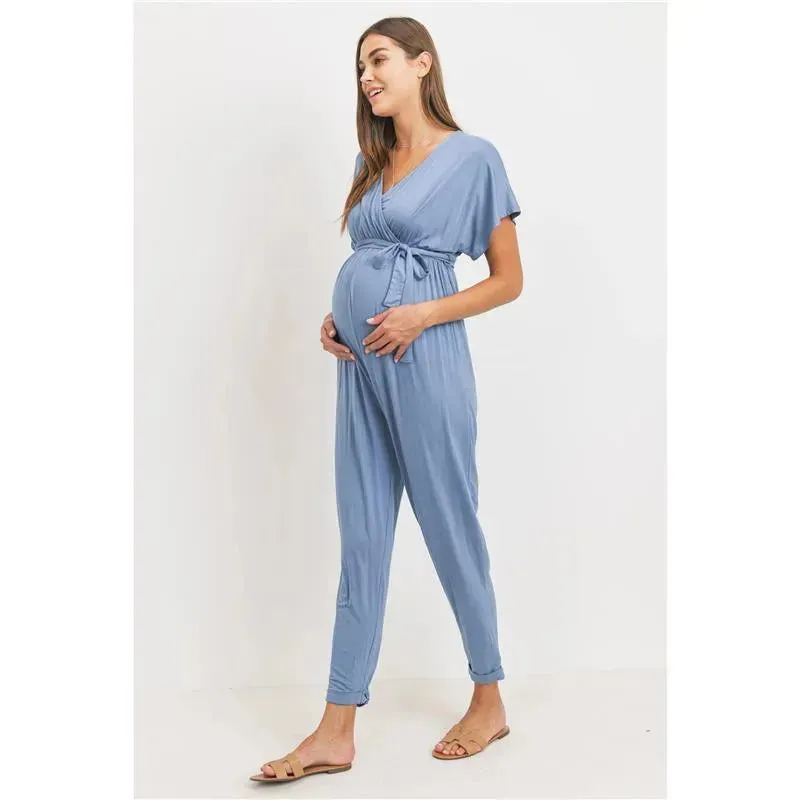 Hello Miz - Kimono Sleeve Maternity Nursing Jumpsuit, Denim - Image 3