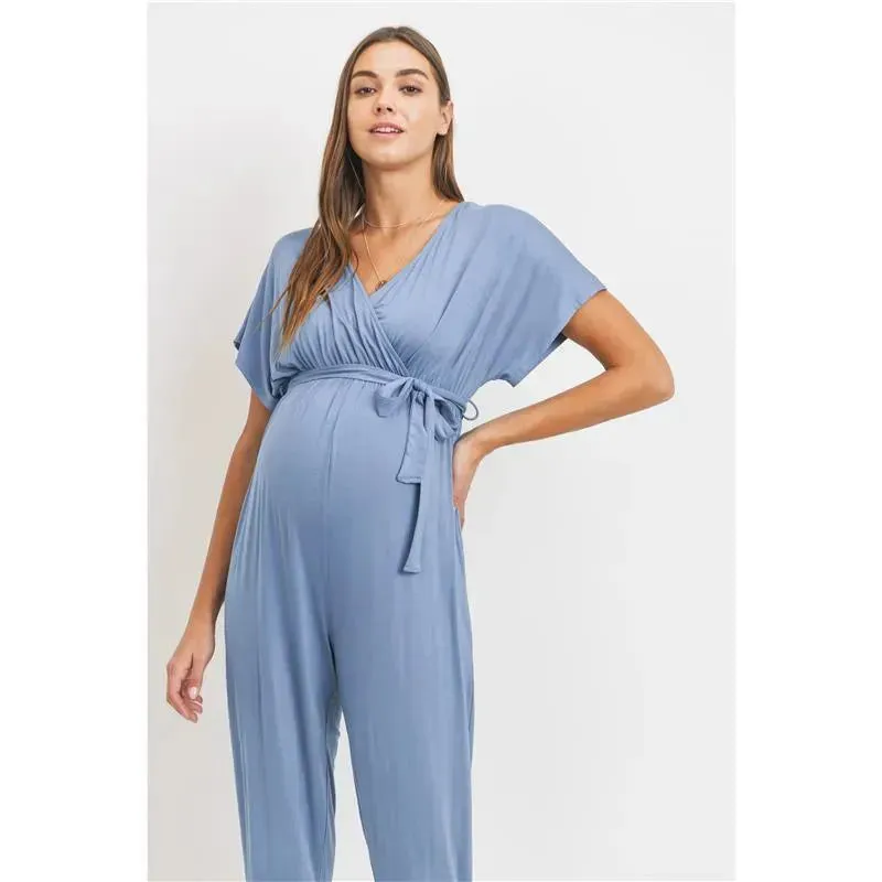 Hello Miz - Kimono Sleeve Maternity Nursing Jumpsuit, Denim - Image 5