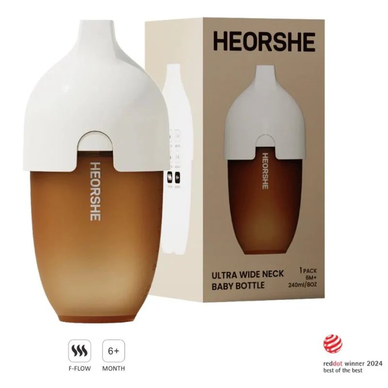 Heorshe - Uitra Wide Neck Baby Bottle - 8Oz/240Ml, White